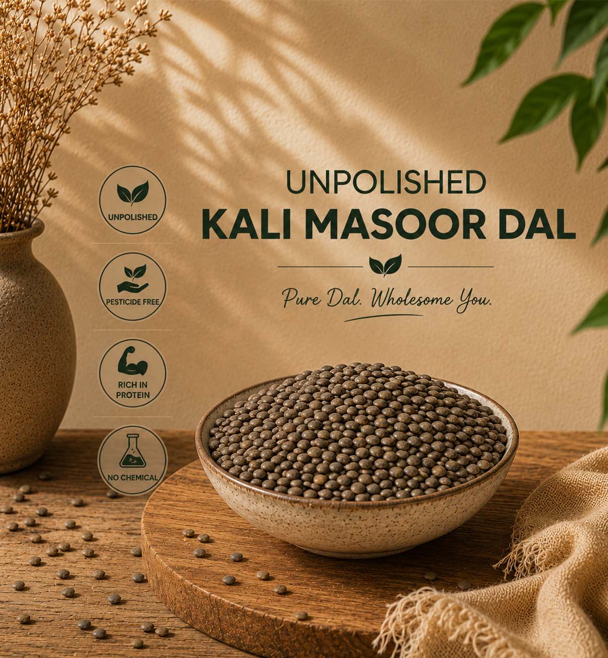 Unpolished Kali Masoor Dal
