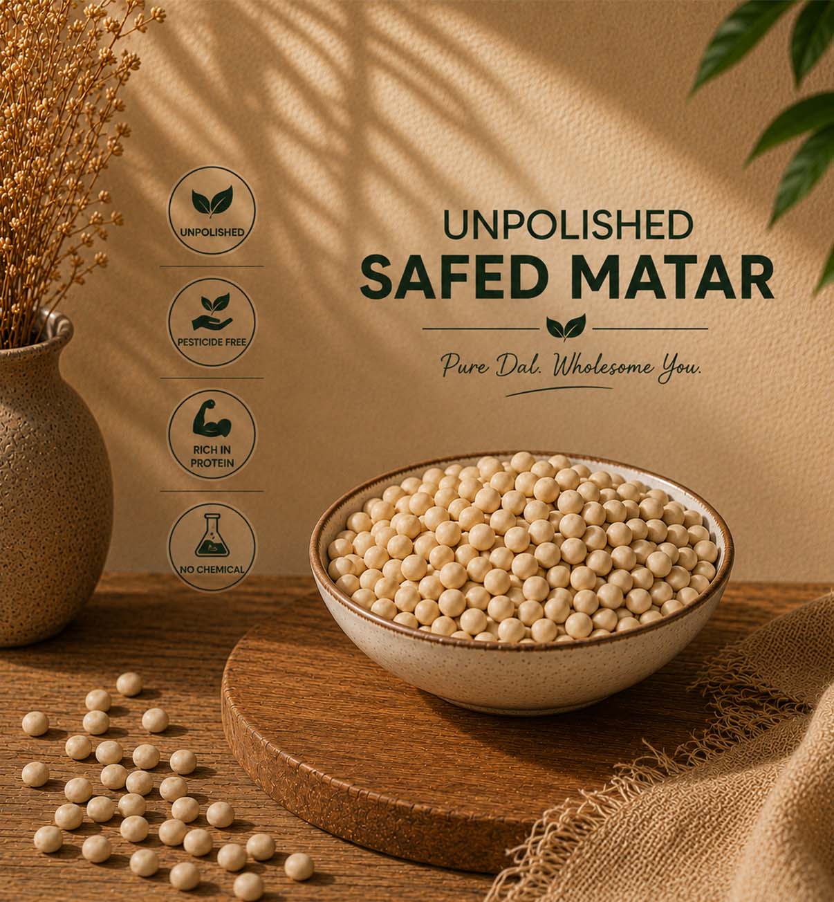 Unpolished Pea Safed (Matar)