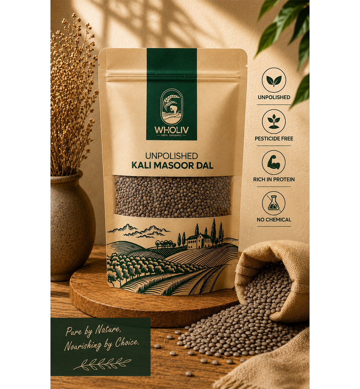 Unpolished Kali Masoor Dal